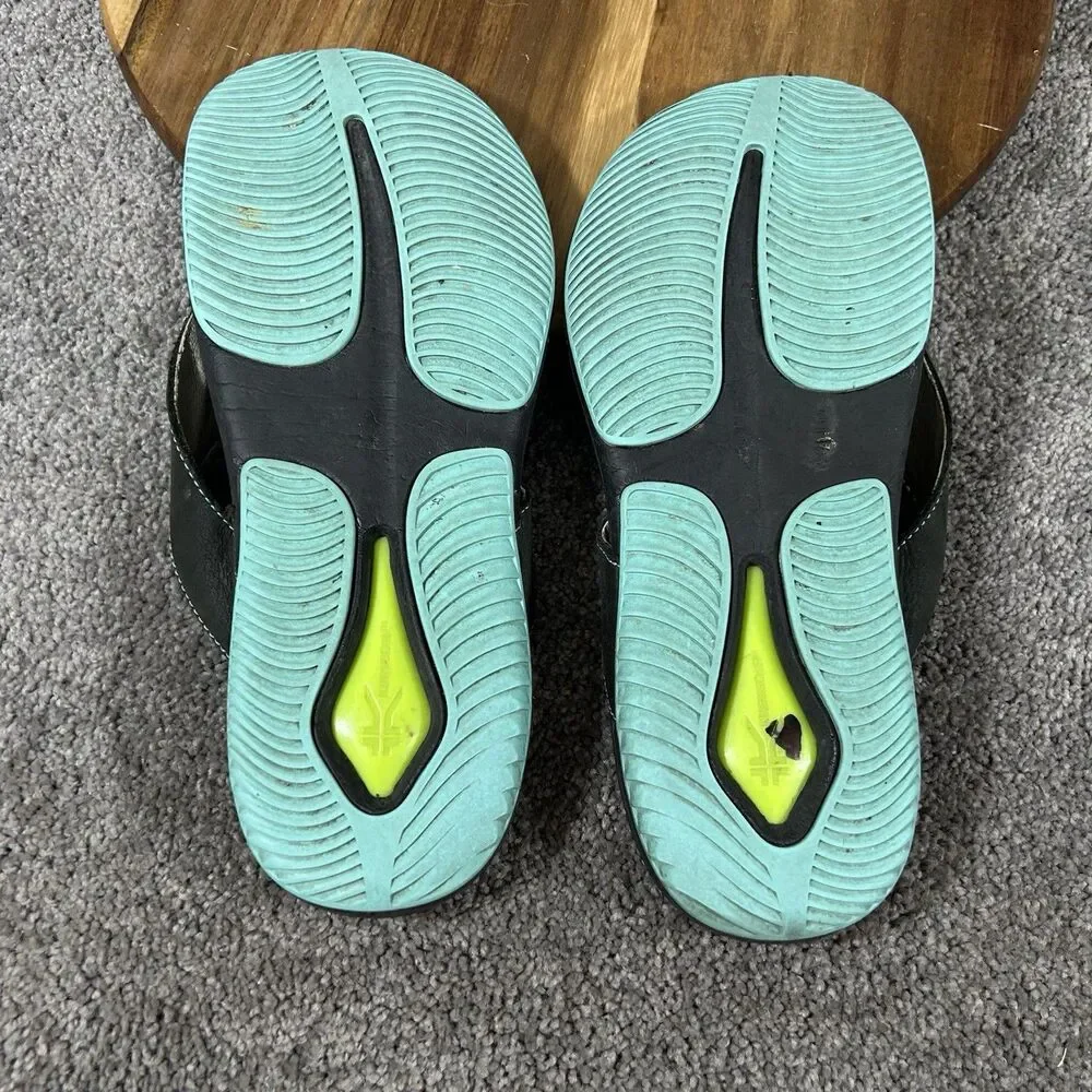 Kuru Kala Women’s Size 10 Black Leather Comfort Casual Sandals Flip Flops Used